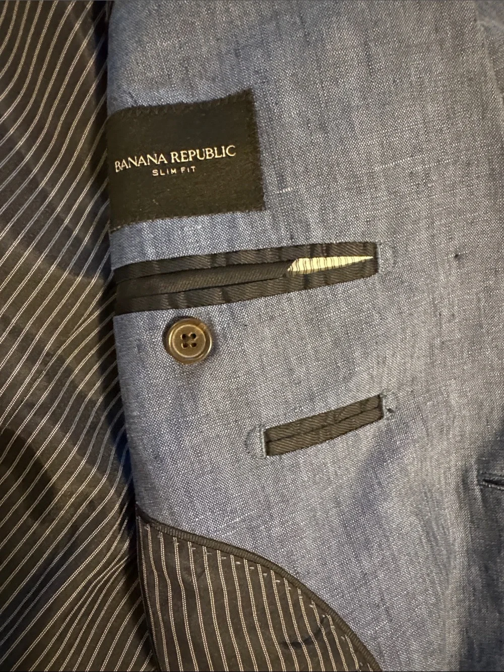Banana Republic Blue Linen Notch Lapel Sport Coat
